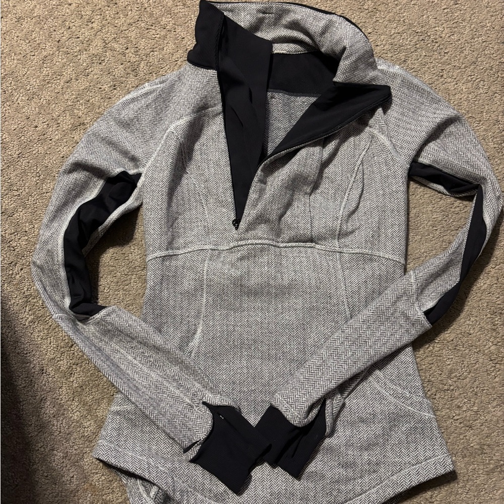 Lululemon Gray and Black Quarter-Zip Pullover